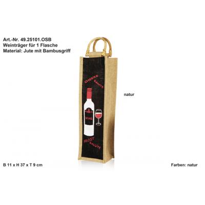 Flaschentasche Weinmotiv Jute - 49.25101OSB