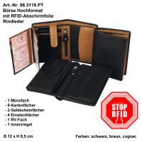Börse Hochformatmat (Briefscheintasche)  Softrind-Leder  RIFD-Abschirmfolie!!  98.3118.PT
